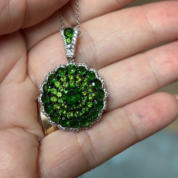Green Chrome Diopside Rhodium Over Sterling Silver Pendant With Chain 5.80ctw - Picture 5 of 9